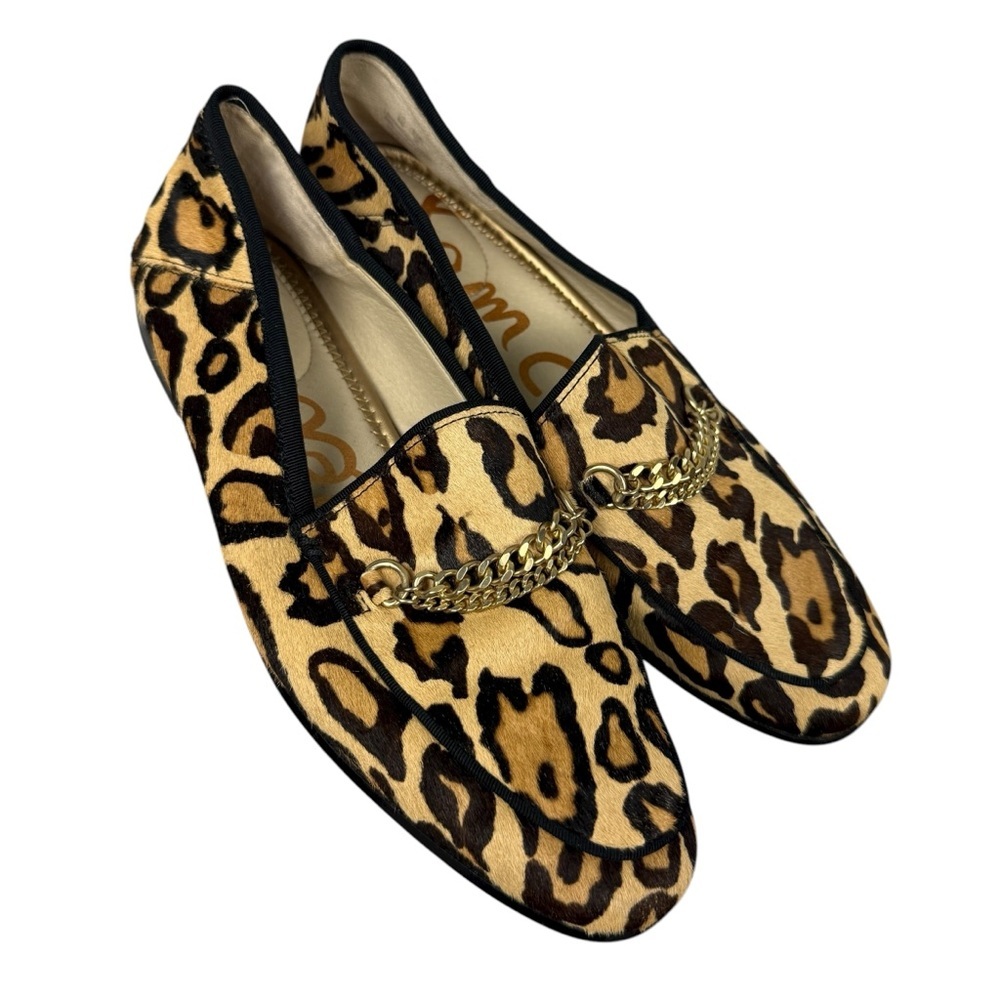 Sam Edelman Lorenzo Leopard Brahma Hair Chain Loafers